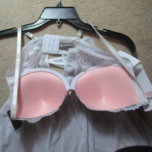 NWT push up babydoll  & panty white set L - Picture 10 of 16